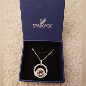 Swarovski pendant necklace silver with pink gem